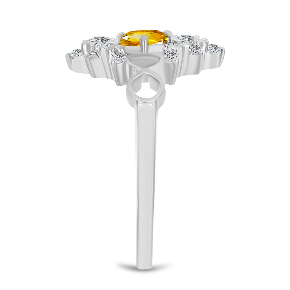 Inel din Argint 925 ( 2.79 grame ) cu Citrin Ural și Topaz Alb 1.08 Carate