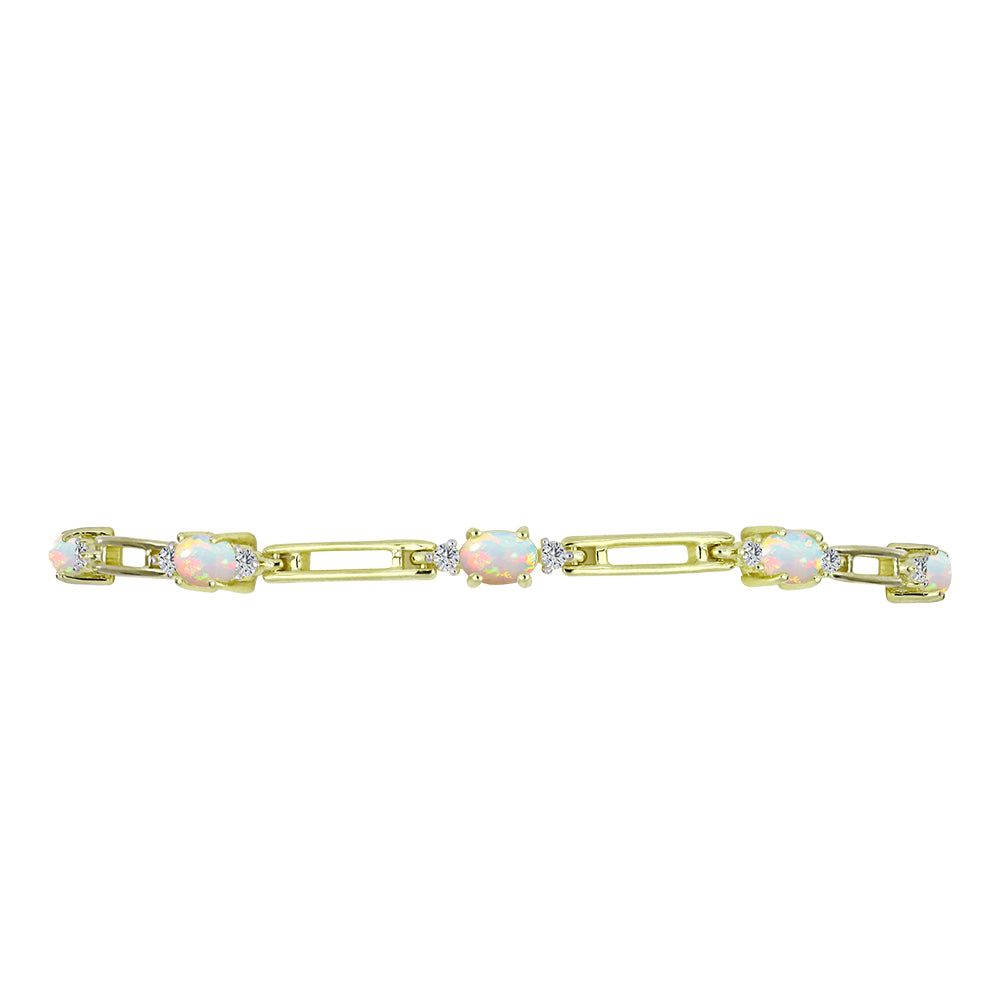 Brățară din Argint 925 Placat cu Aur ( 5.73 grame ) cu Opal Etiopian Lega Dembi și Topaz Alb 1.61 Carate