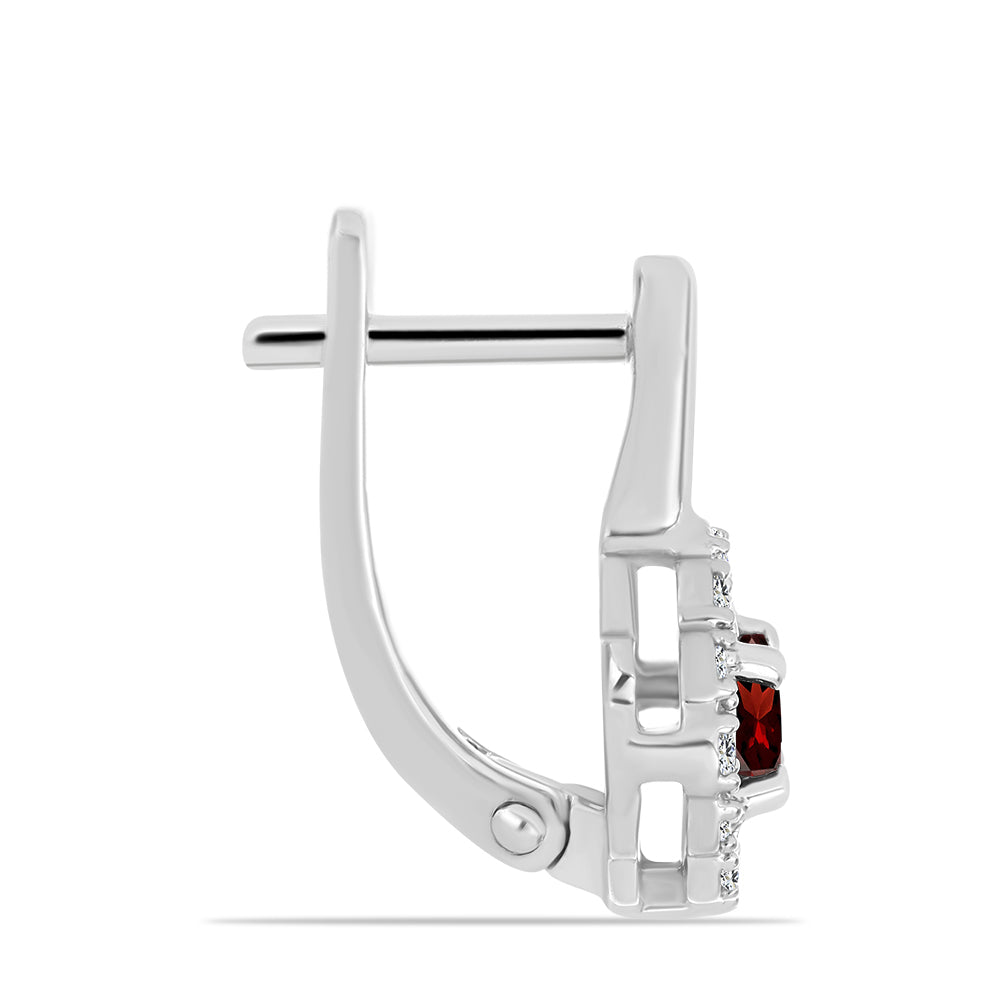 Cercei din Argint 925 ( 3.41 grame ) cu Granat Barton și Topaz Alb 0.95 Carate