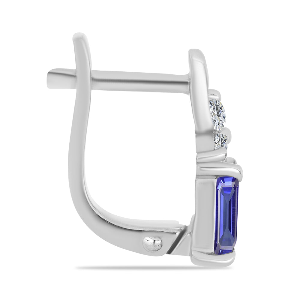 Cercei din Argint 925 ( 2.28 grame ) cu Tanzanit și Topaz Alb 1.26 Carate