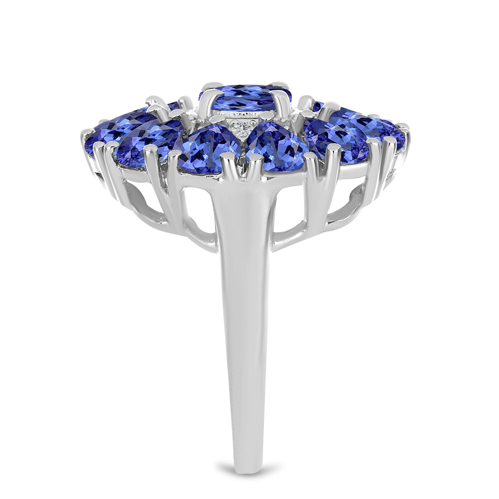 Inel din Argint 925 ( 5.58 grame ) cu Tanzanit și Topaz Alb 4.36 Carate