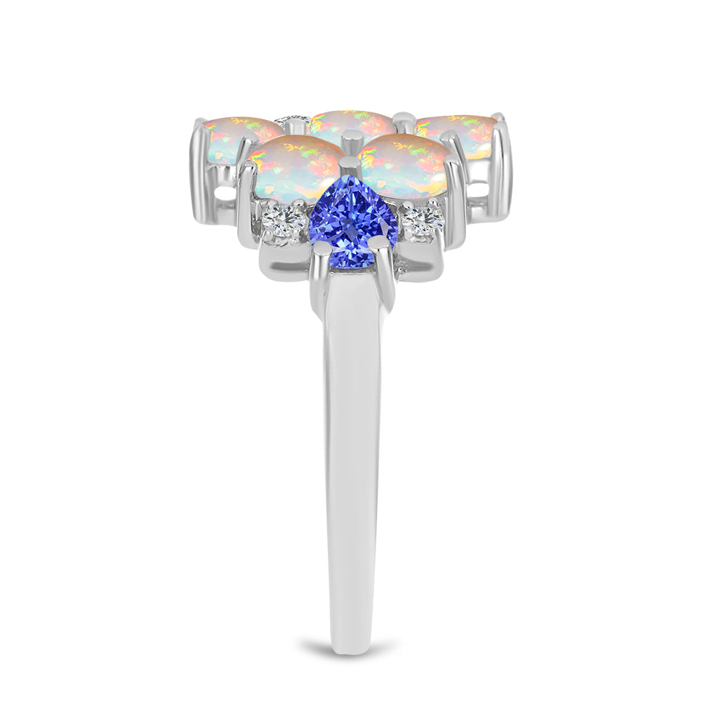 Inel din Argint 925 ( 3.74 grame ) cu Tanzanit și Opal Etiopian Lega Dembi 2.29 Carate