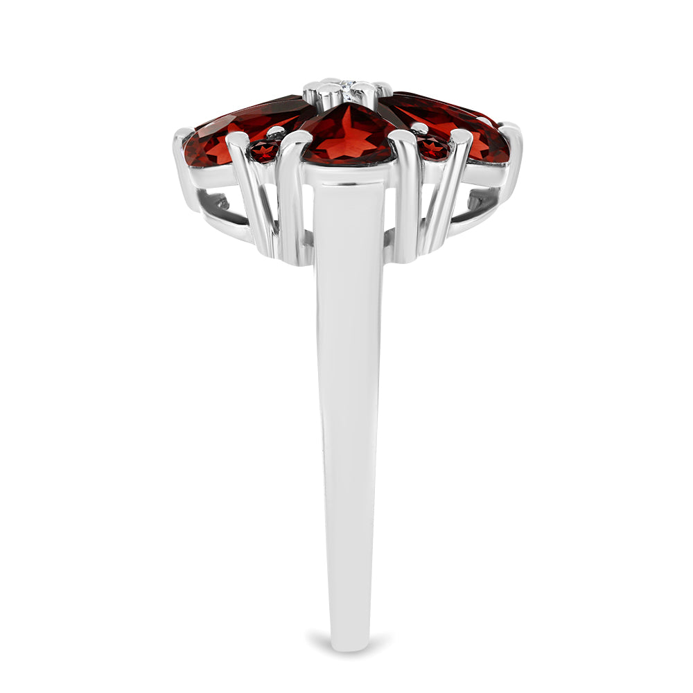 Inel din Argint 925 ( 3.86 grame ) cu Granat Barton și Topaz Alb 5 Carate