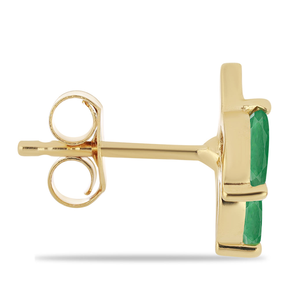 Cercei din Argint 925 Placat cu Aur ( 1.17 grame ) cu Smarald Brazilian 0.85 Carate