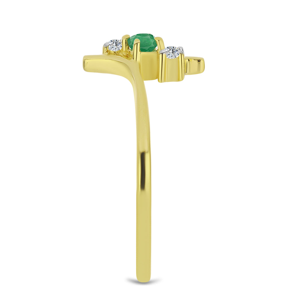 Inel din Argint 925 Placat cu Aur ( 1.76 grame ) cu Smarald Brazilian și Topaz Alb 0.3 Carate