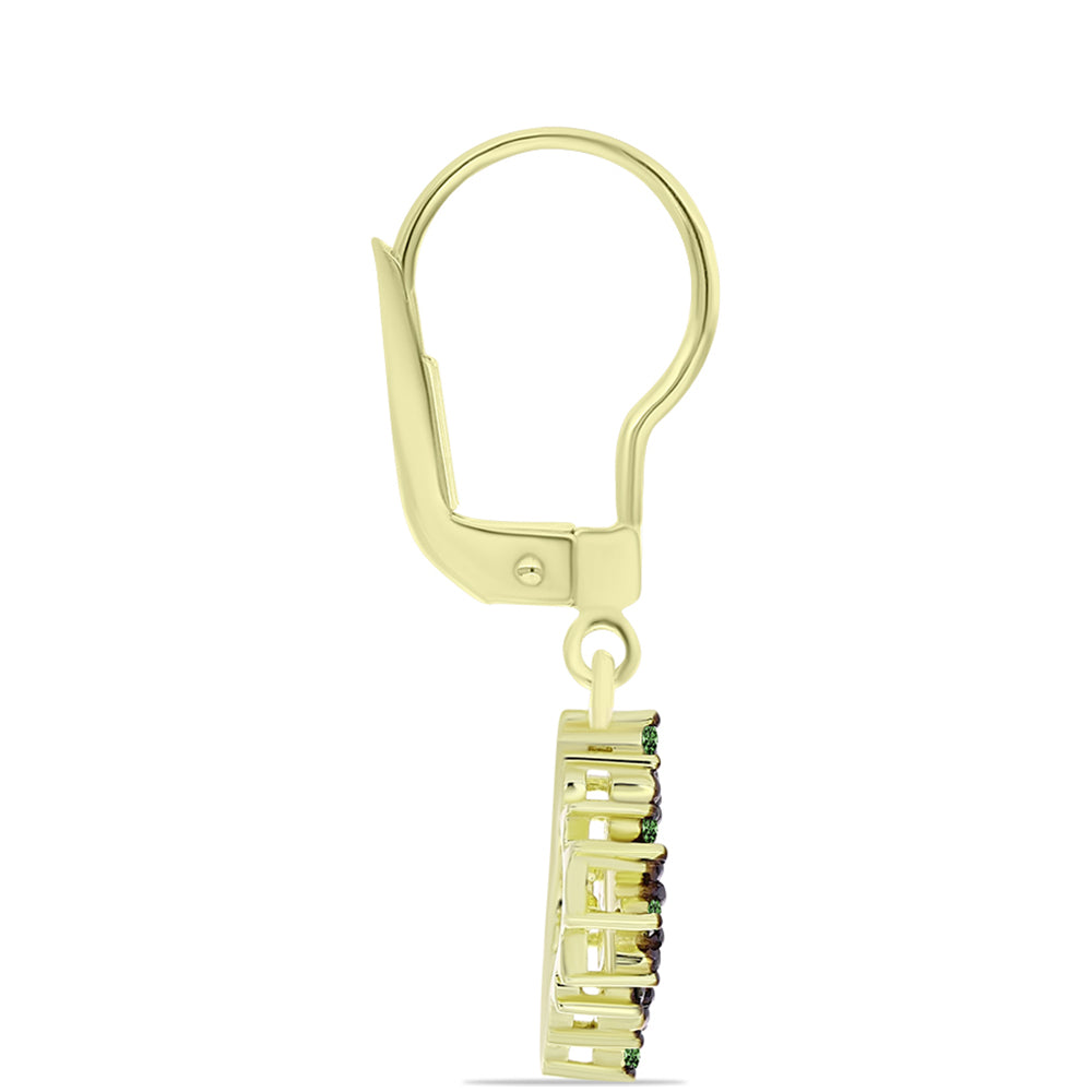 Cercei din Argint 925 Placat cu Aur ( 2.31 grame ) cu Diamant Verde 0.2 Carate