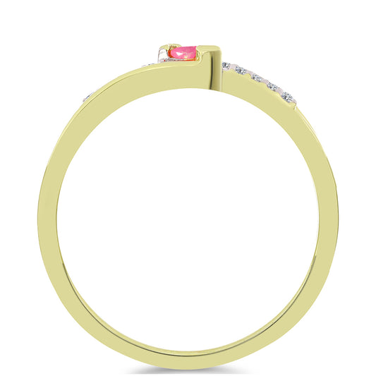 Inel din Argint 925 Placat cu Aur ( 2.06 grame ) cu Opal Etiopian Roz Lega Dembi și Topaz Alb 0.13 Carate