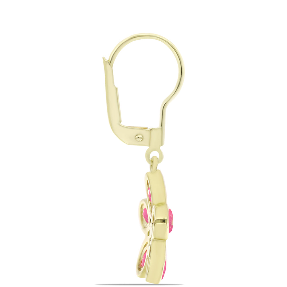 Cercei din Argint 925 Placat cu Aur ( 3.03 grame ) cu Opal Etiopian Roz Lega Dembi 1.24 Carate