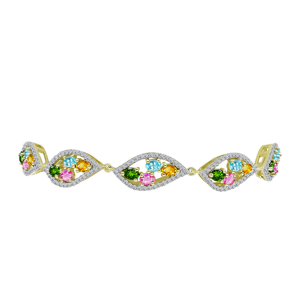 Brățară din Argint 925 Placat cu Aur ( 7.93 grame ) cu Turmalină Chakra și Topaz Alb 4.78 Carate