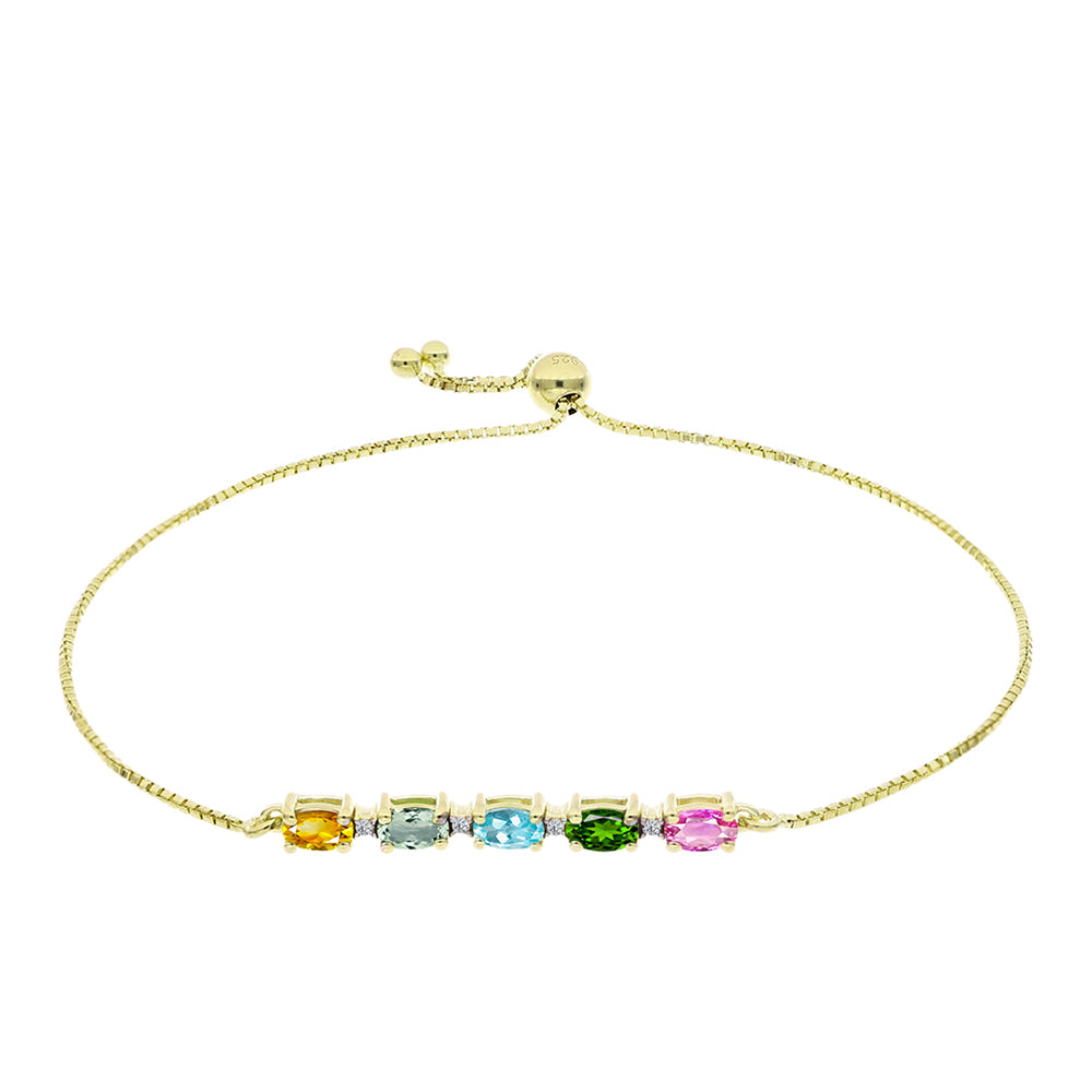 Brățară din Argint 925 Placat cu Aur ( 3.53 grame ) cu Turmalină Chakra și Topaz Alb 1.29 Carate