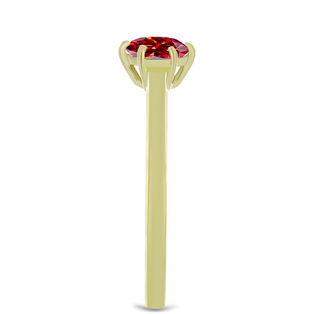 Inel din Argint 925 Placat cu Aur ( 2.16 grame ) cu Moissanite Roșu Majestic 0.76 Carate