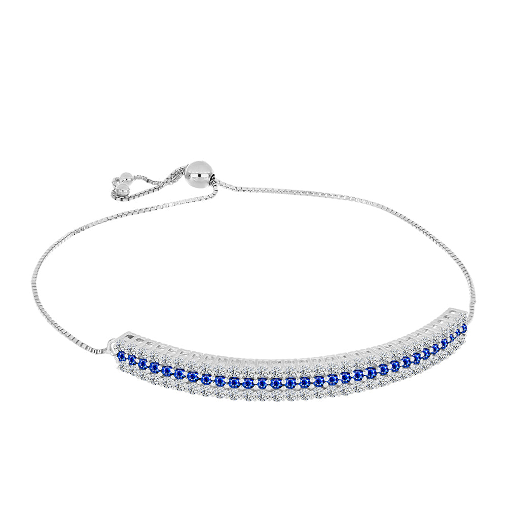 Brățară din Argint 925 ( 6.46 grame ) cu Safir Albastru Australian și Topaz Alb 4.14 Carate