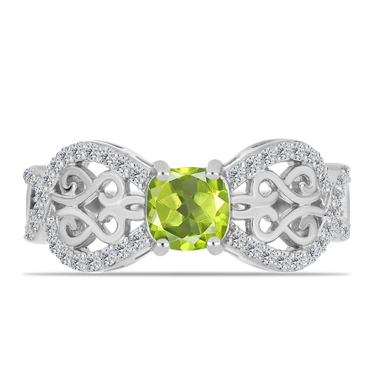 Inel din Argint 925 ( 4.27 grame ) cu Peridot Changbai și Topaz Alb 1.47 Carate
