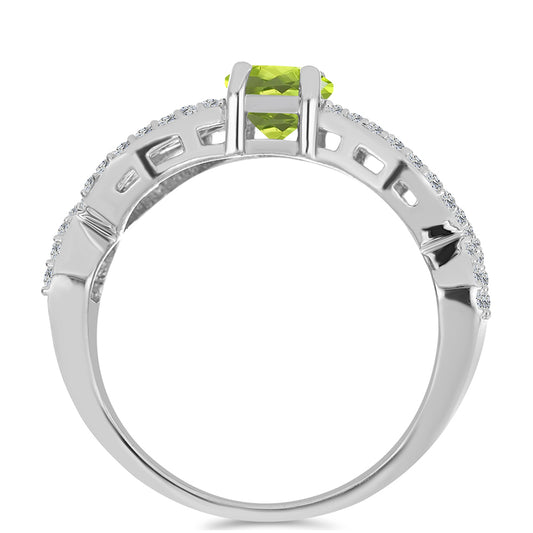 Inel din Argint 925 ( 4.27 grame ) cu Peridot Changbai și Topaz Alb 1.47 Carate