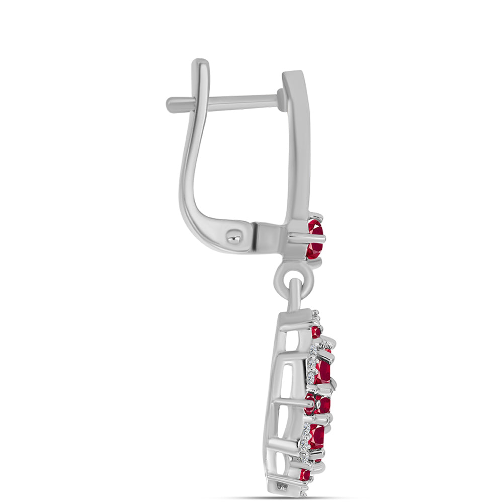 Cercei din Argint 925 ( 5.09 grame ) cu Rubin Malagasy și Topaz Alb 2.91 Carate