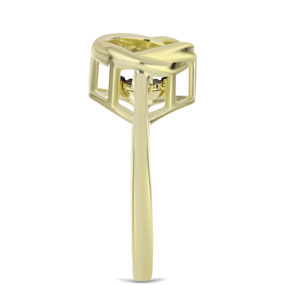 Inel din Argint 925 Placat cu Aur ( 3.24 grame ) cu Diamant Albastru Dansator 0.01 Carate