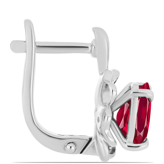 Cercei din Argint 925 ( 4.3 grame ) cu Rubin Malagasy și Topaz Alb 3.78 Carate