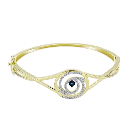 Brățară din Argint 925 Placat cu Aur ( 18.93 grame ) cu Diamant Albastru Dansator și Topaz Alb 0.55 Carate