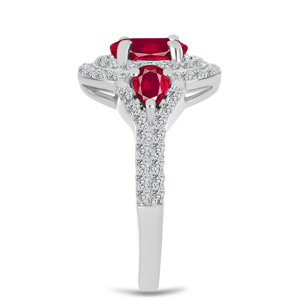 Inel din Argint 925 ( 3.27 grame ) cu Rubin Malagasy și Topaz Alb 2.35 Carate