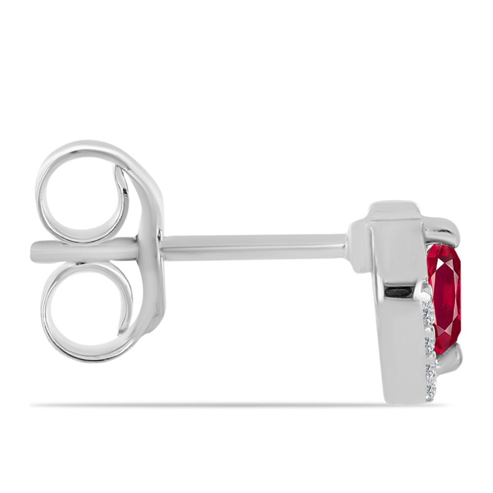 Cercei din Argint 925 ( 1.2 grame ) cu Rubin Malagasy și Topaz Alb 0.34 Carate