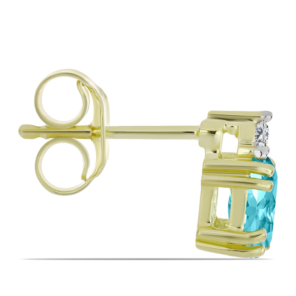Cercei din Argint 925 Placat cu Aur ( 1.15 grame ) cu Cuarț Paraiba și Topaz Alb 0.85 Carate
