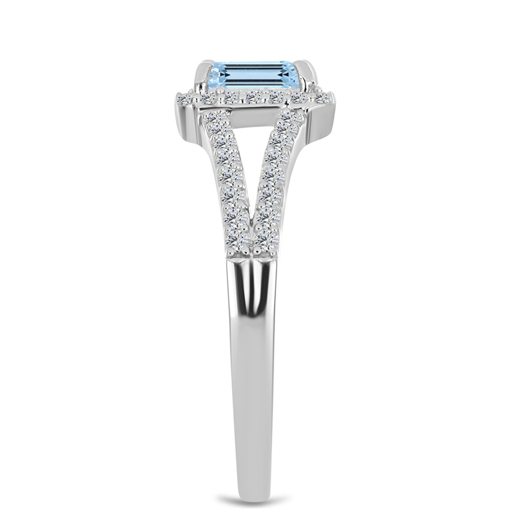 Inel din Argint 925 ( 2.54 grame ) cu Acvamarin Embu County și Topaz Alb 0.92 Carate