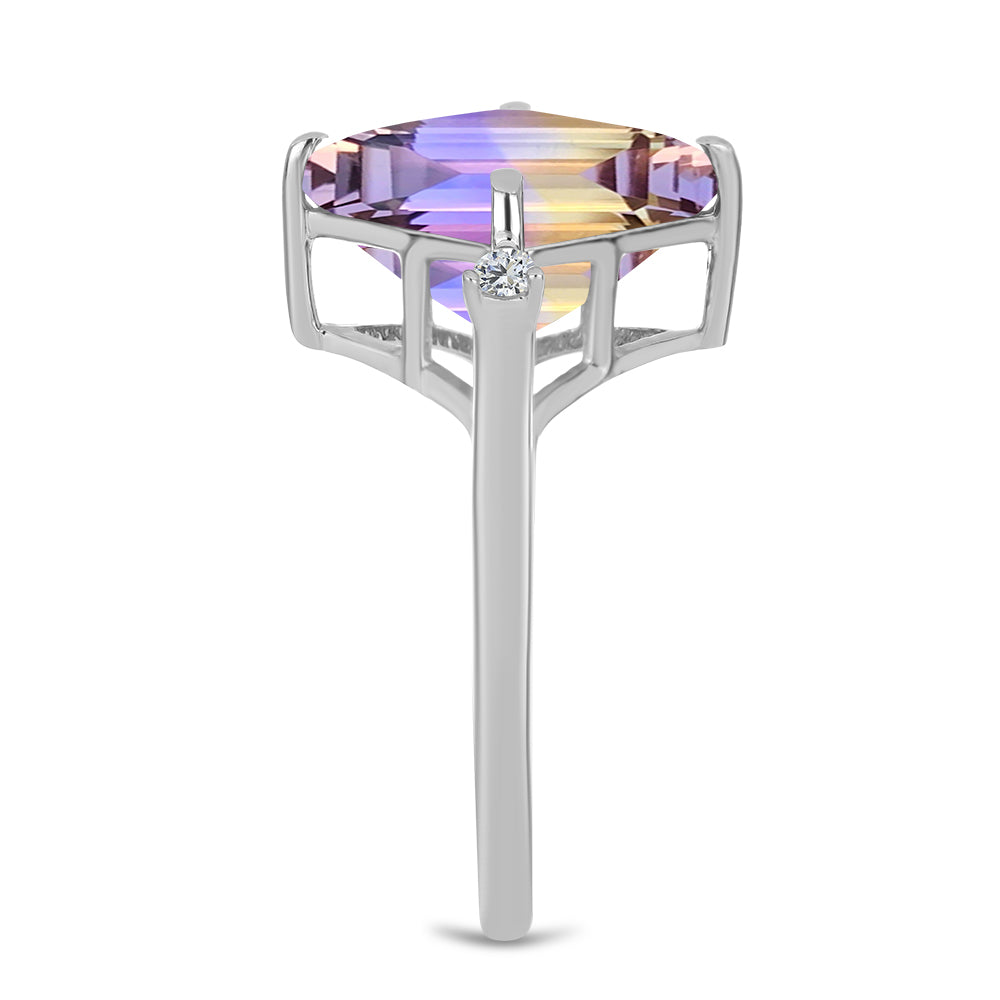 Inel din Argint 925 ( 2.45 grame ) cu Ametrin Anahi și Topaz Alb 5.01 Carate
