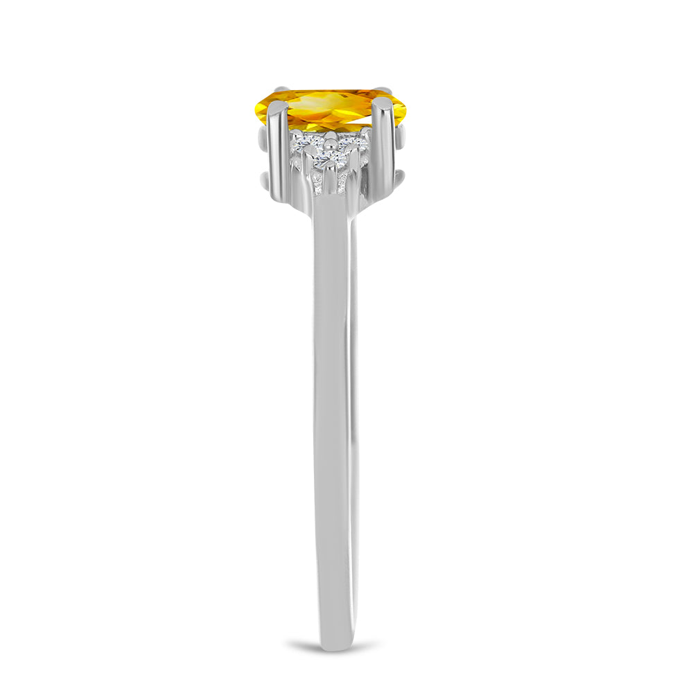 Inel din Argint 925 ( 1.73 grame ) cu Citrin Ural și Topaz Alb 0.48 Carate