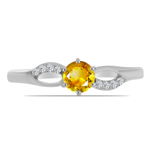 Inel din Argint 925 ( 2.09 grame ) cu Citrin Ural și Topaz Alb 0.56 Carate