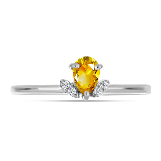 Inel din Argint 925 ( 1.59 grame ) cu Citrin Ural și Topaz Alb 0.42 Carate