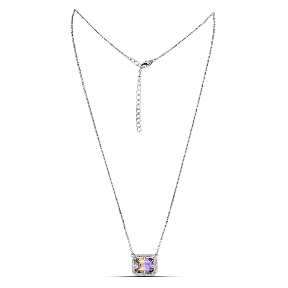 Colier din Argint 925 ( 3.63 grame ) cu Ametrin Anahi și Topaz Alb 3.44 Carate