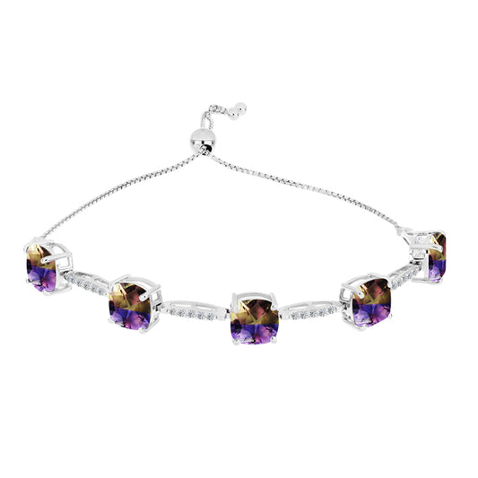 Brățară din Argint 925 ( 5.94 grame ) cu Ametrin Anahi și Topaz Alb 10.69 Carate