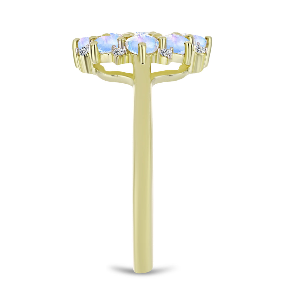 Inel din Argint 925 Placat cu Aur ( 2.72 grame ) cu Piatra Lunii Curcubeu și Topaz Alb 1.03 Carate
