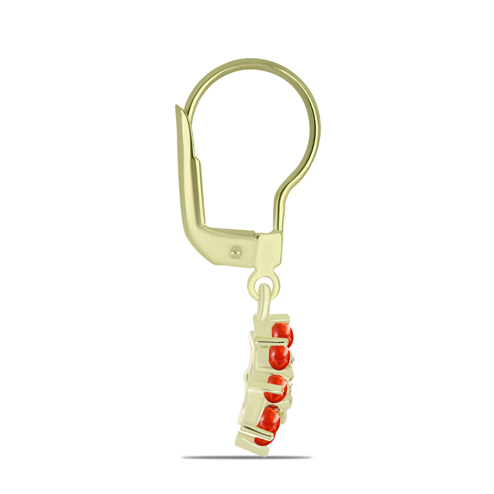 Cercei din Argint 925 Placat cu Aur ( 2.25 grame ) cu Coral Roșu Burete și Topaz Alb 1.25 Carate