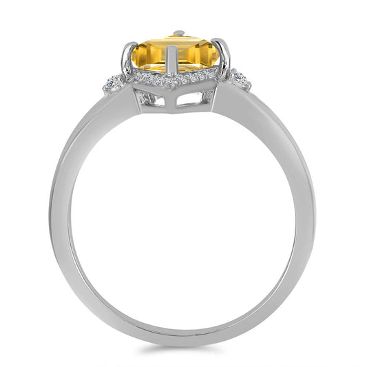 Inel din Argint 925 ( 2.25 grame ) cu Citrin Ural și Topaz Alb 1.08 Carate