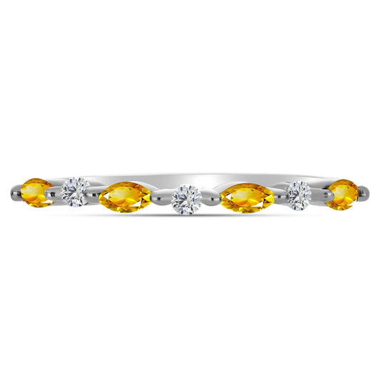 Inel din Argint 925 ( 1.65 grame ) cu Citrin Ural și Topaz Alb 0.42 Carate