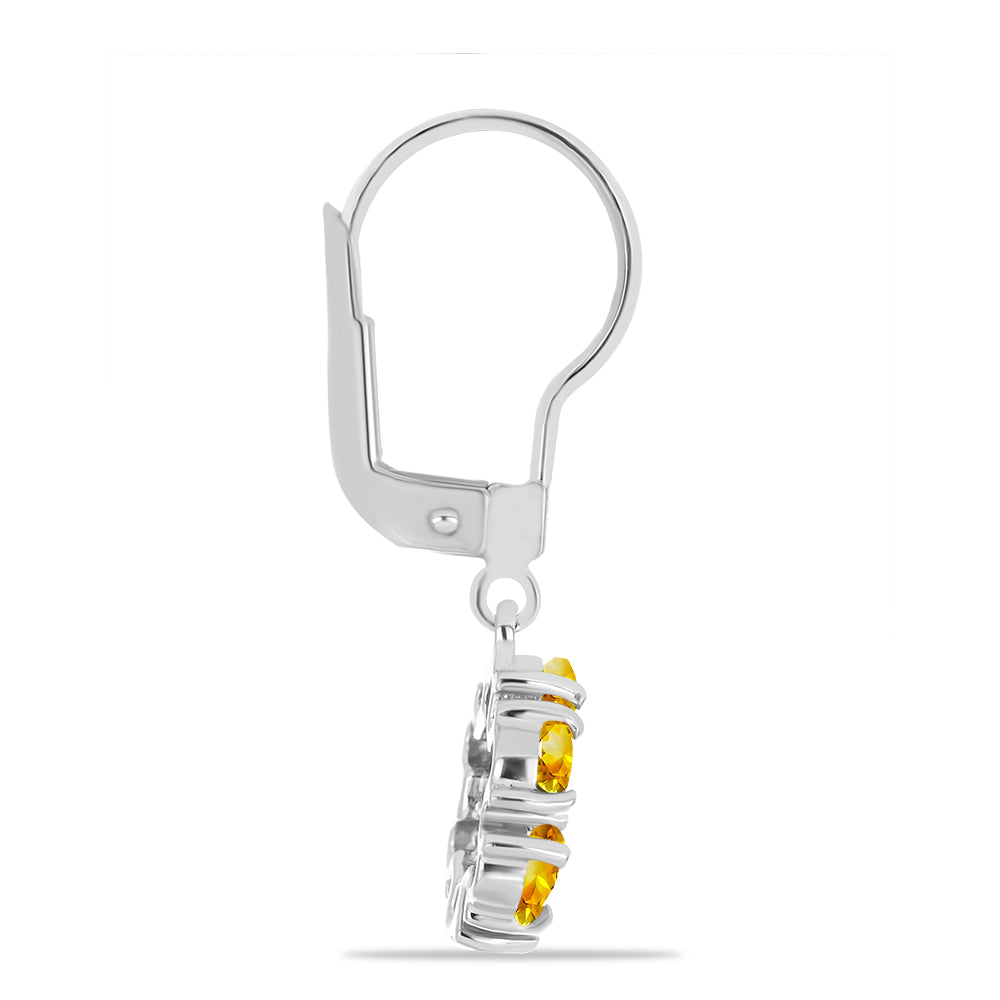 Cercei din Argint 925 ( 2.21 grame ) cu Citrin Ural și Topaz Alb 1.8 Carate