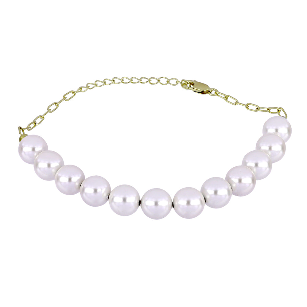 Brățară din Argint 925 Placat cu Aur ( 1.13 grame ) cu Perlă de Apă Dulce Albă 66.07 Carate