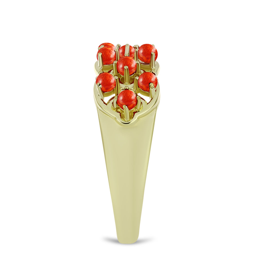 Inel din Argint 925 Placat cu Aur ( 4.4 grame ) cu Coral Roșu Burete 0.51 Carate