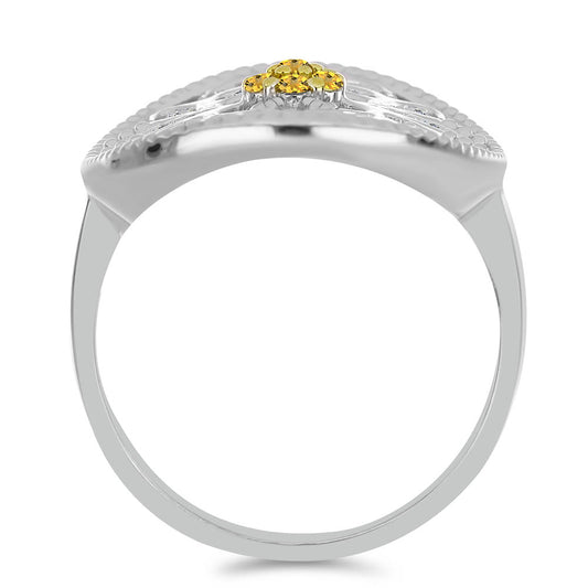 Inel din Argint 925 ( 5.46 grame ) cu Citrin Ural și Topaz Alb 0.36 Carate