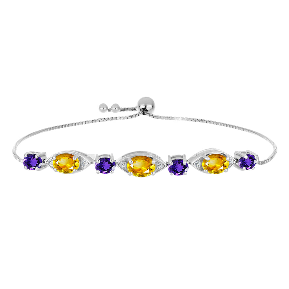 Brățară din Argint 925 ( 4.85 grame ) cu Citrin Ural și Ametist Marocan 3.51 Carate