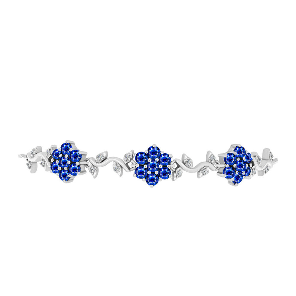 Brățară din Argint 925 ( 8.49 grame ) cu Safir Albastru Australian și Topaz Alb 3.46 Carate