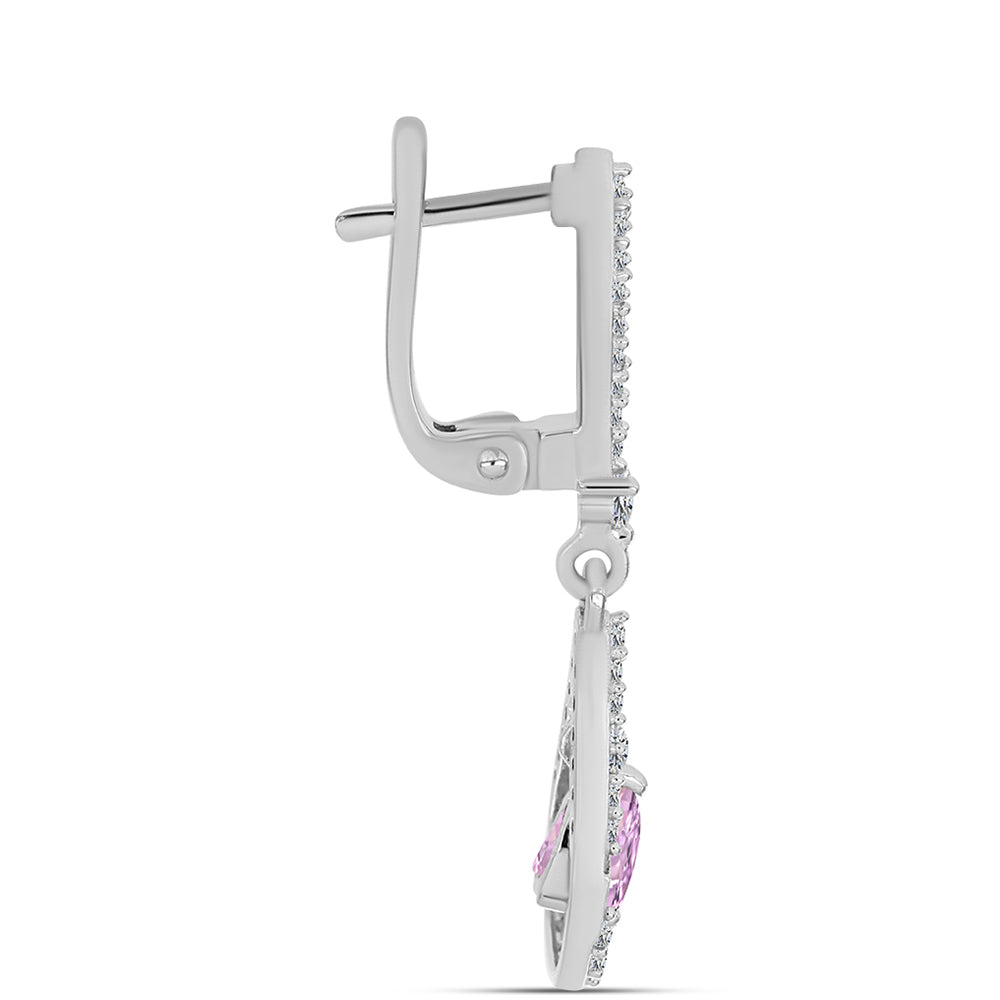 Cercei din Argint 925 ( 4.84 grame ) cu Kunzit Pala și Topaz Alb 1.86 Carate