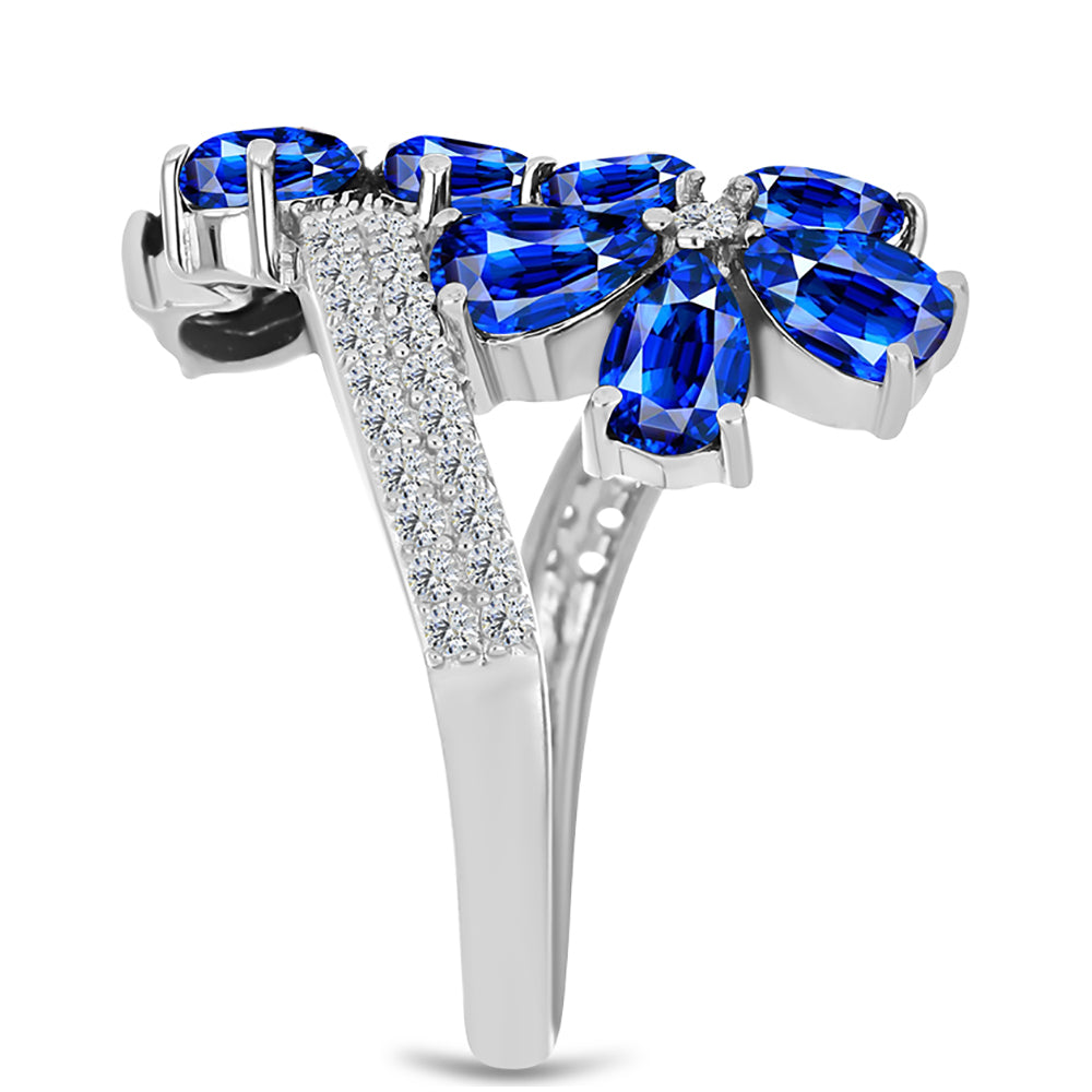 Inel din Argint 925 ( 4.64 grame ) cu Safir Albastru Australian și Topaz Alb 6.24 Carate