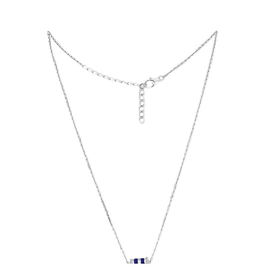 Colier din Argint 925 ( 3.42 grame ) cu Safir Albastru Australian și Topaz Alb 1.78 Carate