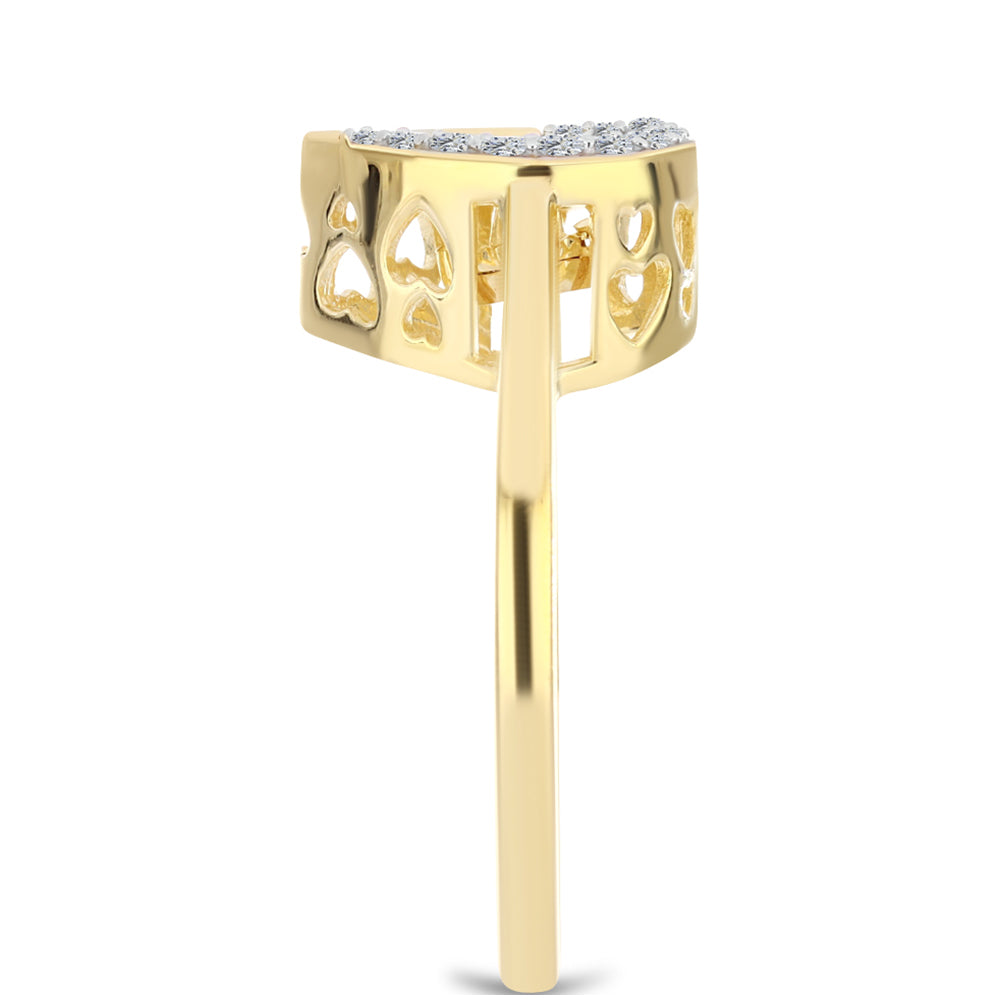 Inel din Argint 925 Placat cu Aur ( 3.36 grame ) cu Diamant Coniac și Topaz Alb 0.22 Carate