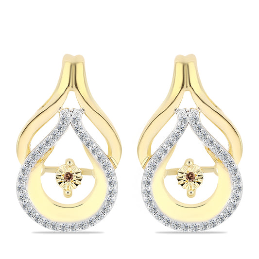 Cercei din Argint 925 Placat cu Aur ( 6.74 grame ) cu Diamant Coniac și Topaz Alb 0.46 Carate