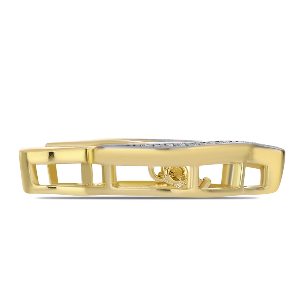 Pandantiv din Argint 925 Placat cu Aur ( 3.95 grame ) cu Diamant Coniac și Topaz Alb 0.2 Carate
