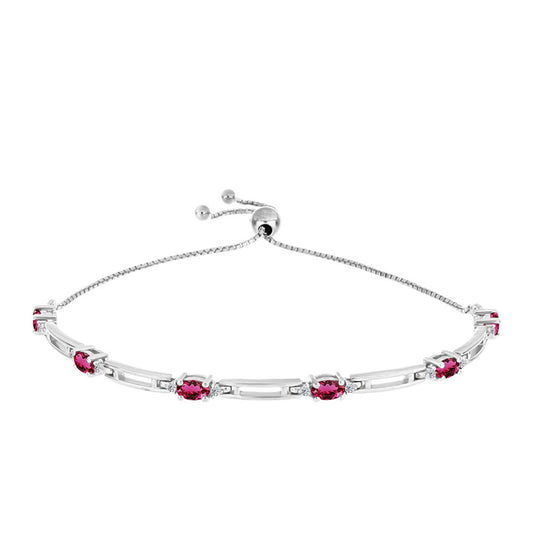 Brățară din Argint 925 ( 5.44 grame ) cu Rubelit Cruzeiro și Topaz Alb 1.62 Carate