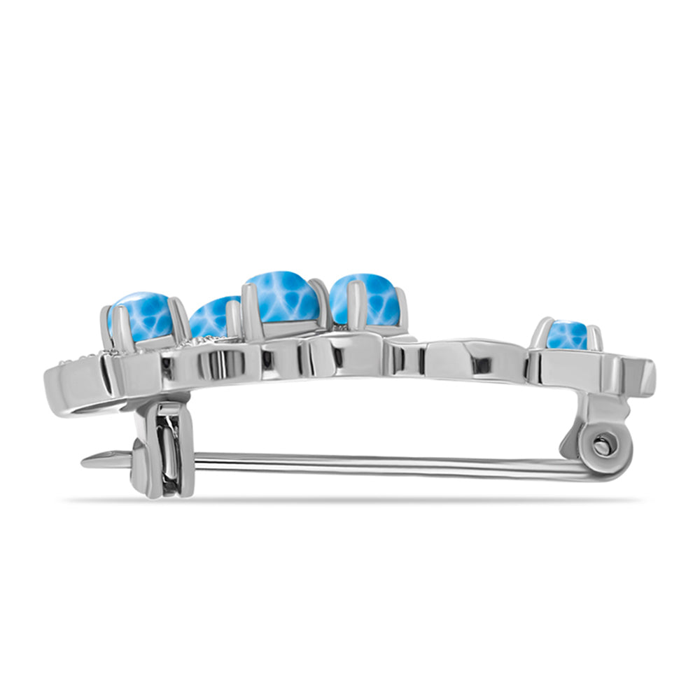 Broşă din Argint 925 ( 3.79 grame ) cu Larimar de Barahona și Topaz Alb 1.57 Carate